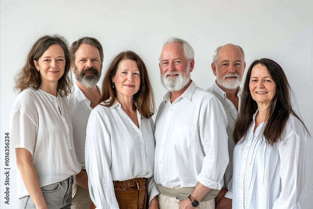 Group of happy senior people standing together in a row and smiling at the camera Group of happy senior people standing together in a row and smiling at the camera