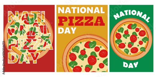 Pizza  posters set isolated on white for National pizza day Мусещк шддгыекфешщт