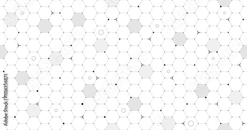 VR HUD futuristic interface hexagons grid. Digital UI screen hexagonal mesh. GUI hi tech visor seamless pattern. Spaceship head up display linear hex particles. FUI Sci Fi dashboard. White background