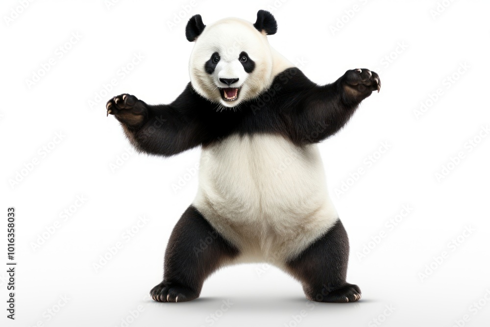 Happy smiling panda dancing wildlife mammal animal. Happy smiling panda dancing wildlife mammal animal.