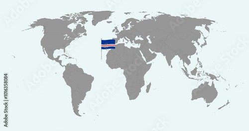 Pin map with Cape Verde flag on world map. Vector illustration.