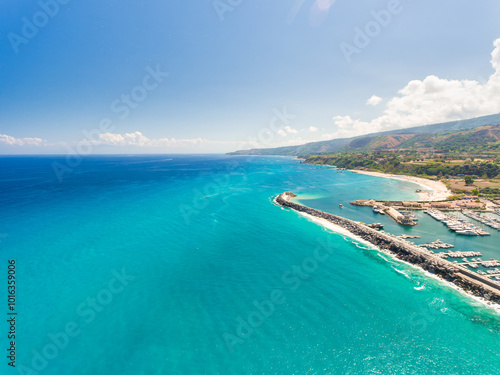 Panoramic aerial view of Tropea in summer season, Calabria - Italy