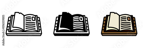 Antique Book Icon, A rare or collectible book, often aged, with historical or cultural significance, valued for its content and craftsmanship.