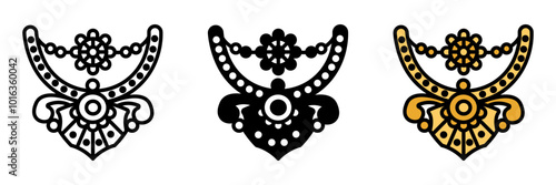 Antique Jewelry Icon, Handcrafted adornments from past centuries, often made with precious metals and stones, valued for their rarity and design.