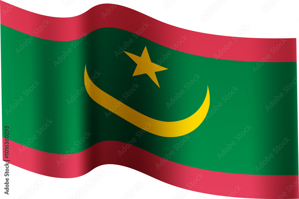 Fototapeta premium Mauritania Realistic 3D Waving Flag
