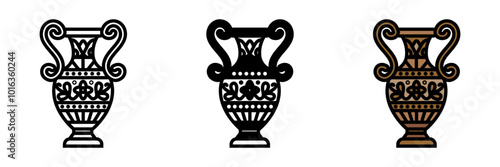 Antique Vase Icon, A collectible vase from a past era, often hand-painted or intricately crafted, used for decoration or displaying flowers.