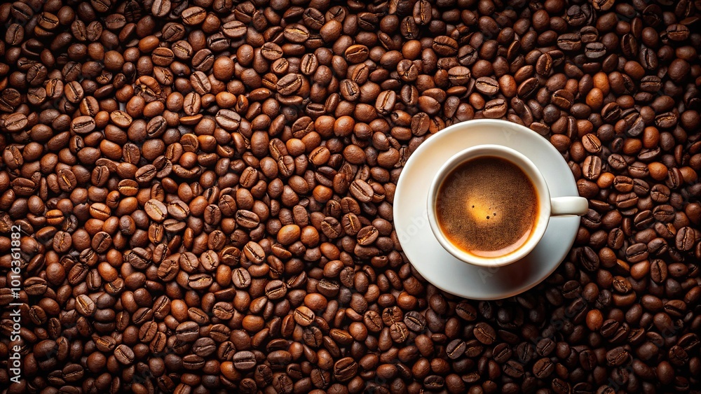 hot coffee cup with coffee bean on black background hot coffee cup with coffee bean on black background