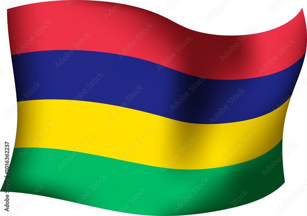 Fototapeta premium Mauritius Realistic 3D Waving Flag