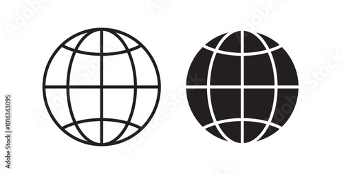 Globe icon in solid and stroke style.