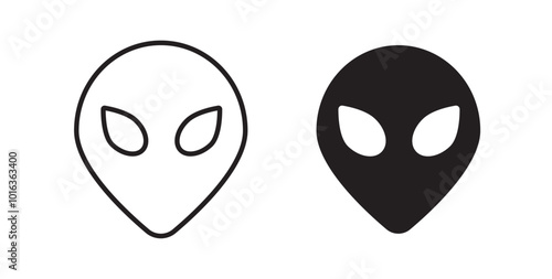 Alien icon in solid and stroke style.