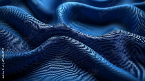 Abstract Blue Fabric Texture with Wavy Surface