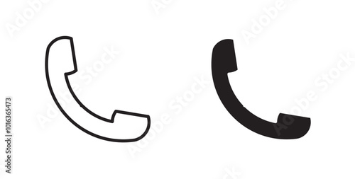 Telephone icon in solid and stroke style.