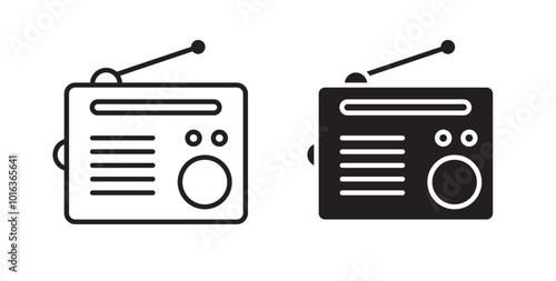 Radio icon in solid and stroke style.