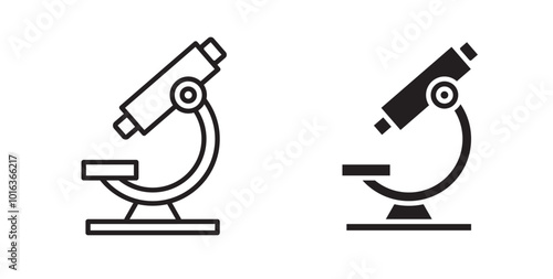 Microscope icon in solid and stroke style.