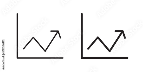 Line chart icon in solid and stroke style.