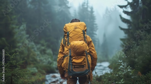 Backpacking adventures through remote wilderness areas, adventurous and natural, Nature, Soft tones, Photograph, Outdoor exploration