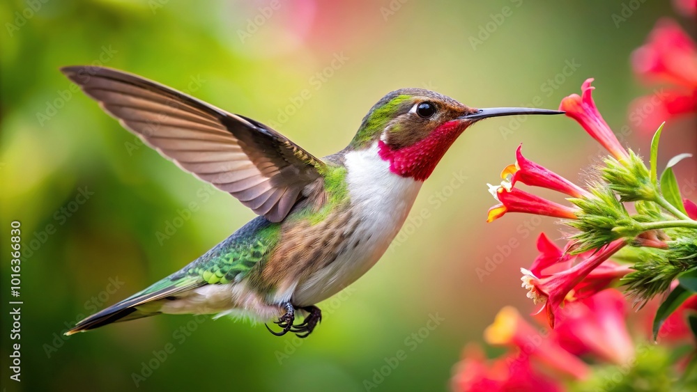 Hummingbird gathering nectar with forced perspective angle Hummingbird gathering nectar with forced perspective angle