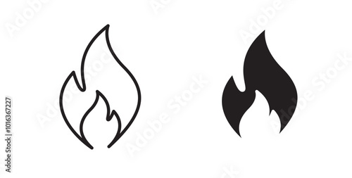 Flame icon in solid and stroke style.