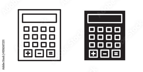 Calculator icon in solid and stroke style.