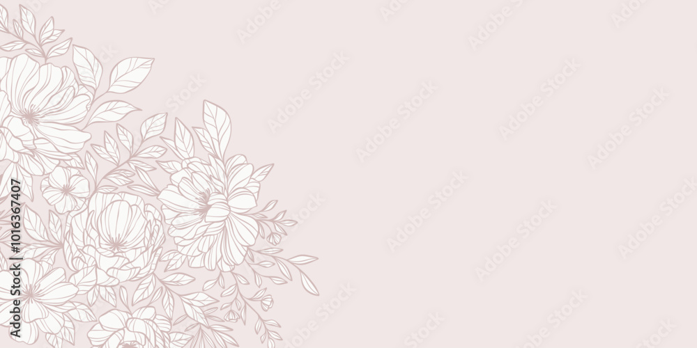 Floral frame wallpaper, flower banner design, cute pastel vintage hand drawn peony illustration cover or invitation design with empty space, clip art Floral frame wallpaper, flower banner design, cute pastel vintage hand drawn peony illustration cover or invitation design with empty space, clip art