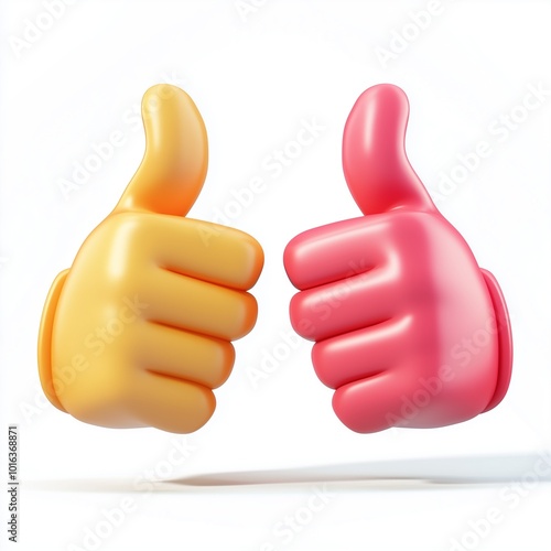 A vibrant 3D illustration depicting a thumbs up gesture, symbolizing approval and positivity, suitable for various contexts such as social media, marketing, or motivational content photo