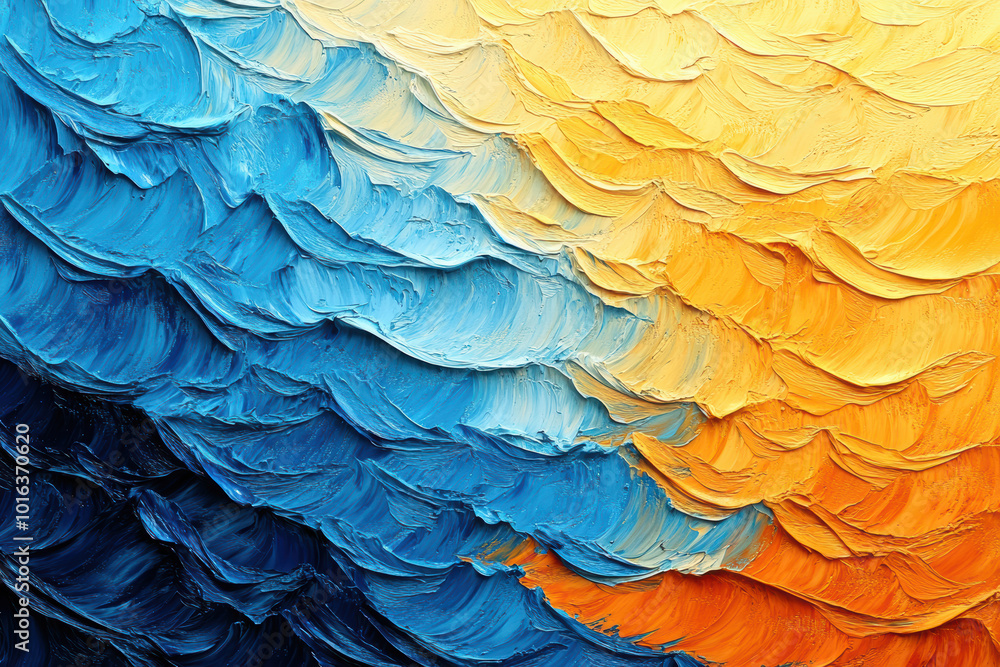 Obraz premium Abstract ocean scene with blue and orange gradient