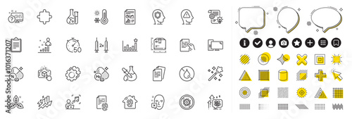 Set of Consumption growth, Psychology and Hold document line icons for web app. Design elements, Social media icons. No waterproof, Stats, Face declined icons. Vector