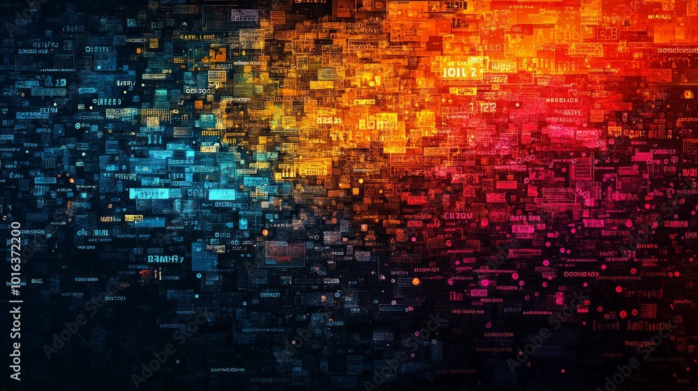Abstract digital background with blue, red, and orange rectangles. Abstract digital background with blue, red, and orange rectangles.