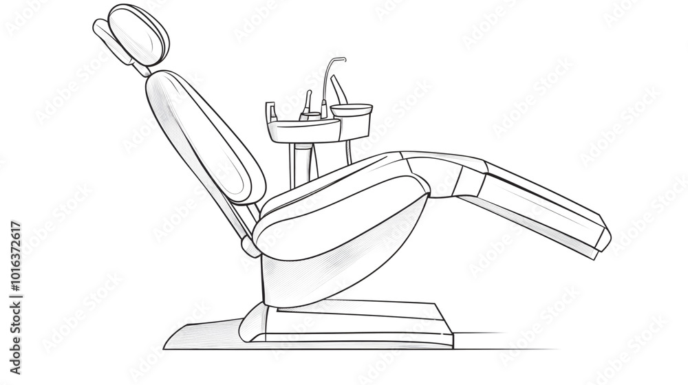 Obraz premium Line art illustration of Dental Equipment. Dental Day. Dental Chair.
