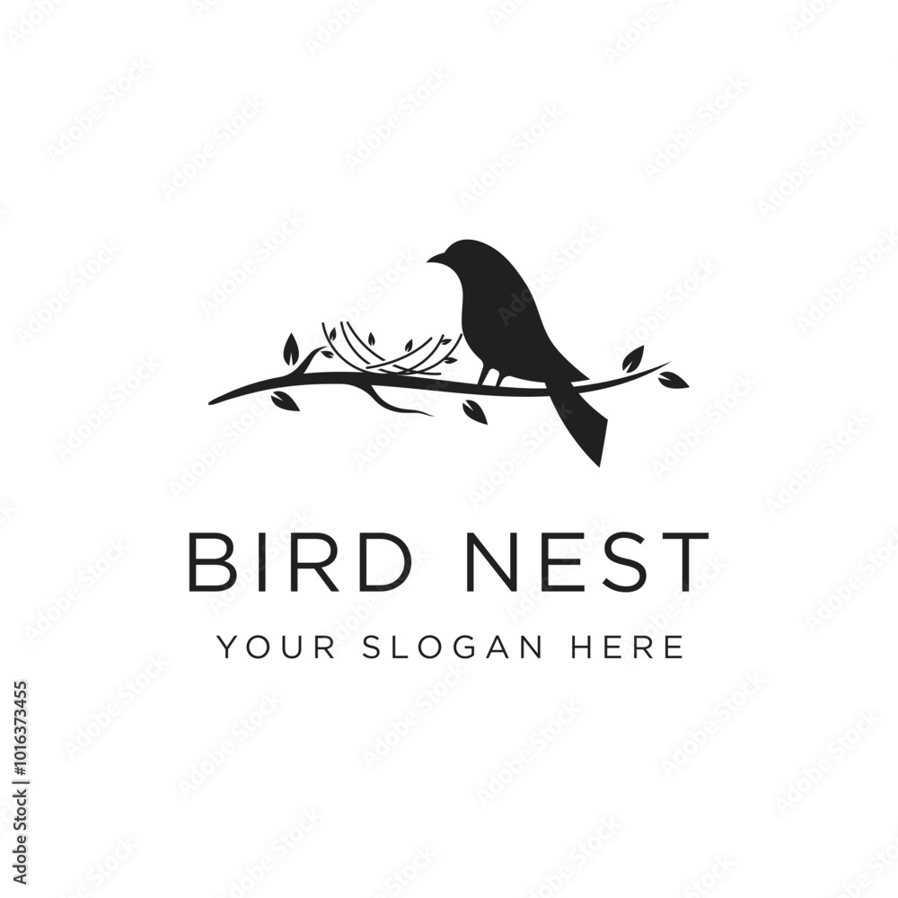 Simple bird's nest logo template design with twigs and leaves. Simple bird's nest logo template design with twigs and leaves.