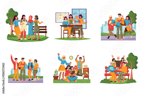 Diverse Student Activities and Social Interactions