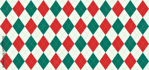 Christmas argyle seamless pattern. Geometric background for Christmas apparel and wrapping paper. Plaid Seamless Pattern. Vector illustration