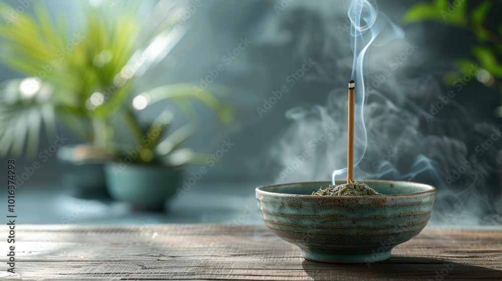 Tranquil Smoke from Incense in Calm Environment Tranquil Smoke from Incense in Calm Environment