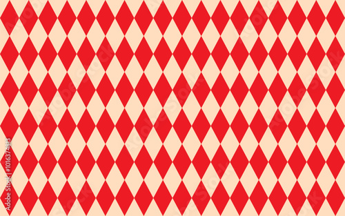 seamless diamond pattern in red and beige colors. Argyle classic fabric design. Diamond or lozenge simple background. geometric vector wallpaper. Venetian rhombus carnival ornament.