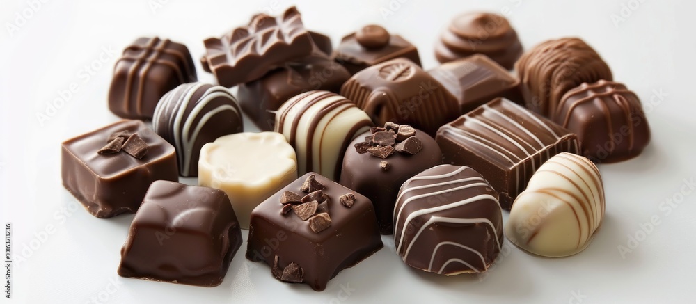 Chocolate Pieces on White Background Chocolate Pieces on White Background