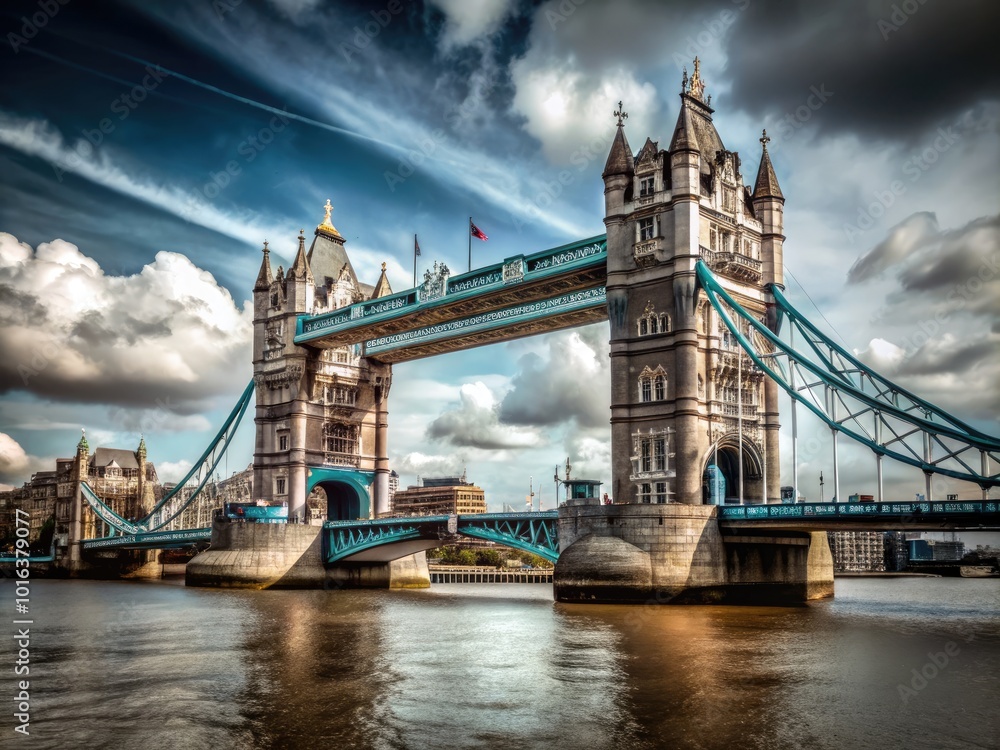 Obraz premium Tower Bridge Over River Thames in London - Iconic Landmark and Scenic Beauty