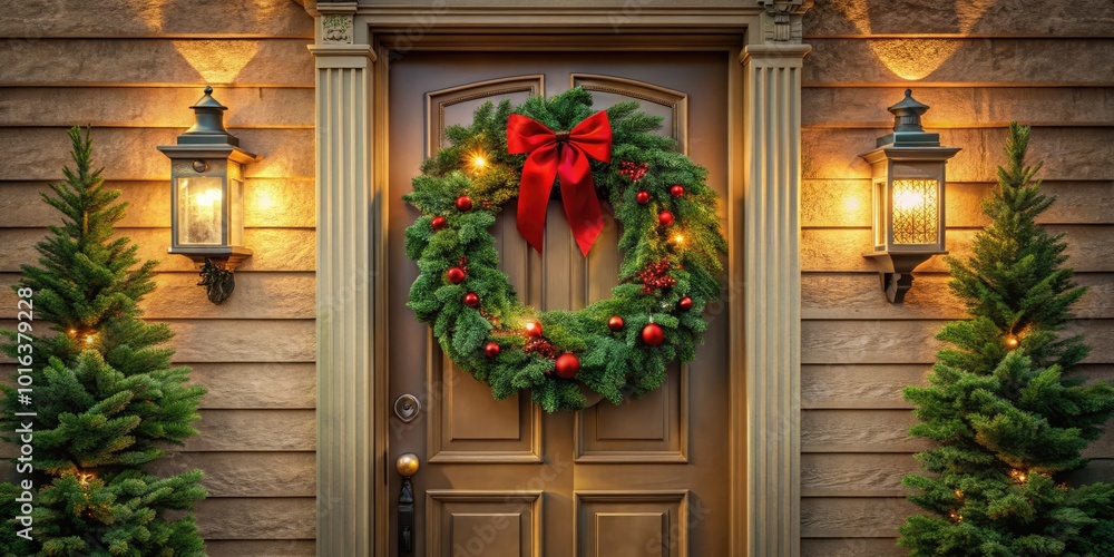 Traditional Christmas Decor: Front Door with Wreath on Older Home Traditional Christmas Decor: Front Door with Wreath on Older Home