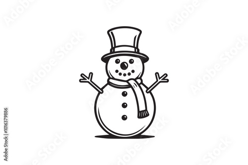 Jolly Snowman vector silhouette