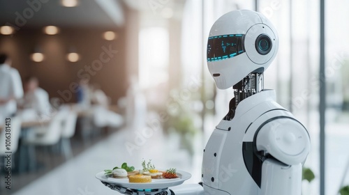 Robotic chef efficiently preparing a variety of dishes in a high tech fully automated kitchen showcasing the future of culinary arts and food photo