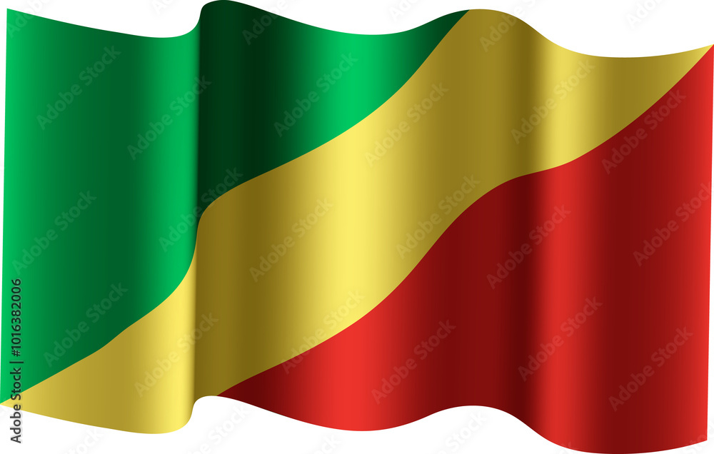 Obraz premium Republic of the Congo Realistic 3D Waving Flag