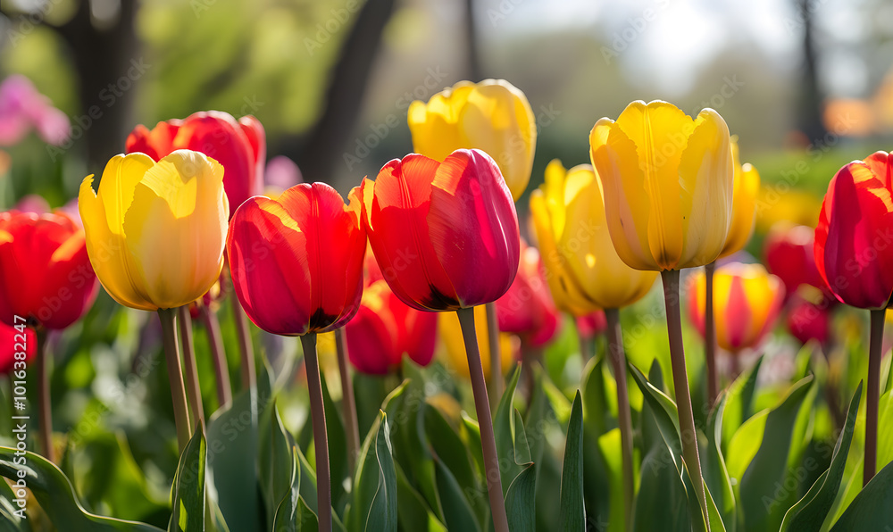 Obraz premium Dreamlike Landscapes and Mystical Gardens with Vibrant Flowers and Glowing Nature