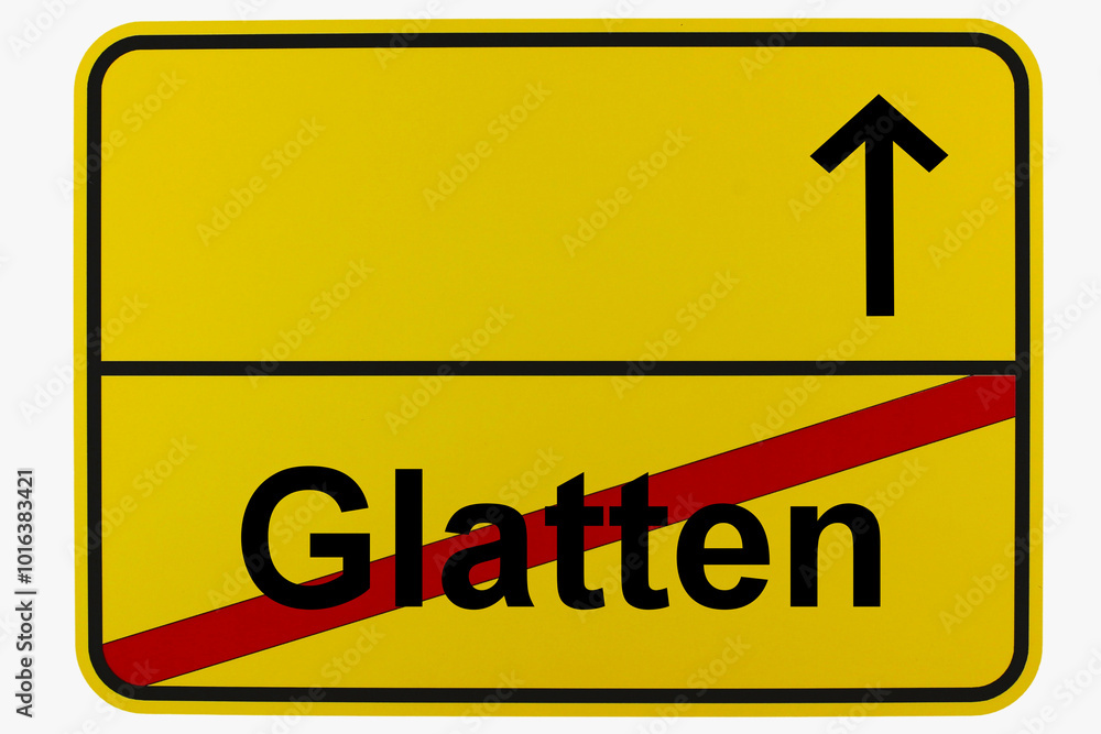 Fototapeta premium Illustration eines Ortsausgangsschildes von Glatten in Baden-Württemberg 