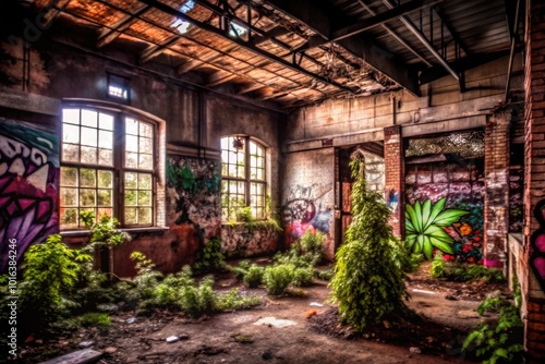 Urban Exploration Watercolor Dreamscape: Capturing the Beauty of Abandoned Spaces