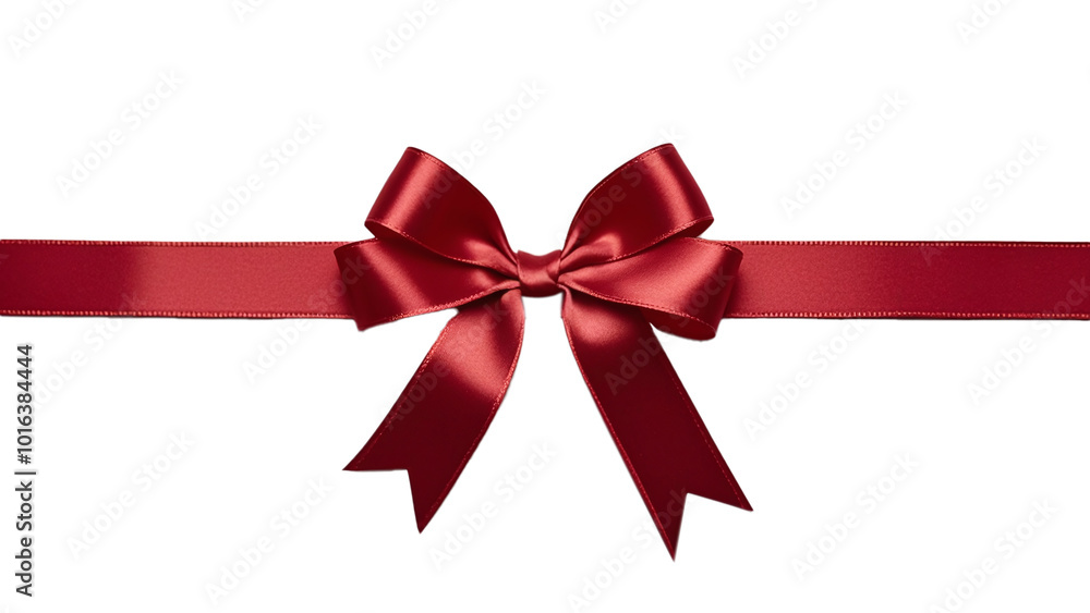 Straight red ribbon with a bow in the middle, holiday decoration, gift accessories, Christmas Straight red ribbon with a bow in the middle, holiday decoration, gift accessories, Christmas