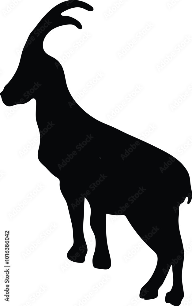 Goat standing, walking and running silhouette Goat standing, walking and running silhouette