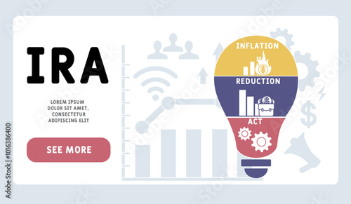 IRA - Inflation Reduction Act acronym. business concept background. vector illustration concept with keywords and icons. lettering illustration with icons for web banner, flyer, landing pag
