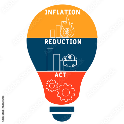 IRA - Inflation Reduction Act acronym. business concept background. vector illustration concept with keywords and icons. lettering illustration with icons for web banner, flyer, landing pag