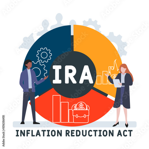 IRA - Inflation Reduction Act acronym. business concept background. vector illustration concept with keywords and icons. lettering illustration with icons for web banner, flyer, landing pag