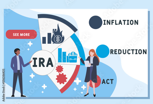 IRA - Inflation Reduction Act acronym. business concept background. vector illustration concept with keywords and icons. lettering illustration with icons for web banner, flyer, landing pag