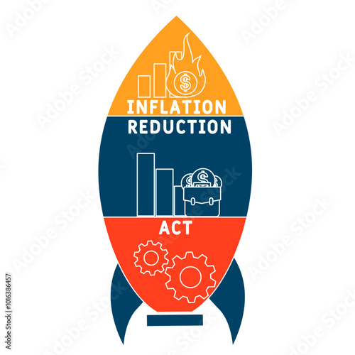 IRA - Inflation Reduction Act acronym. business concept background. vector illustration concept with keywords and icons. lettering illustration with icons for web banner, flyer, landing pag